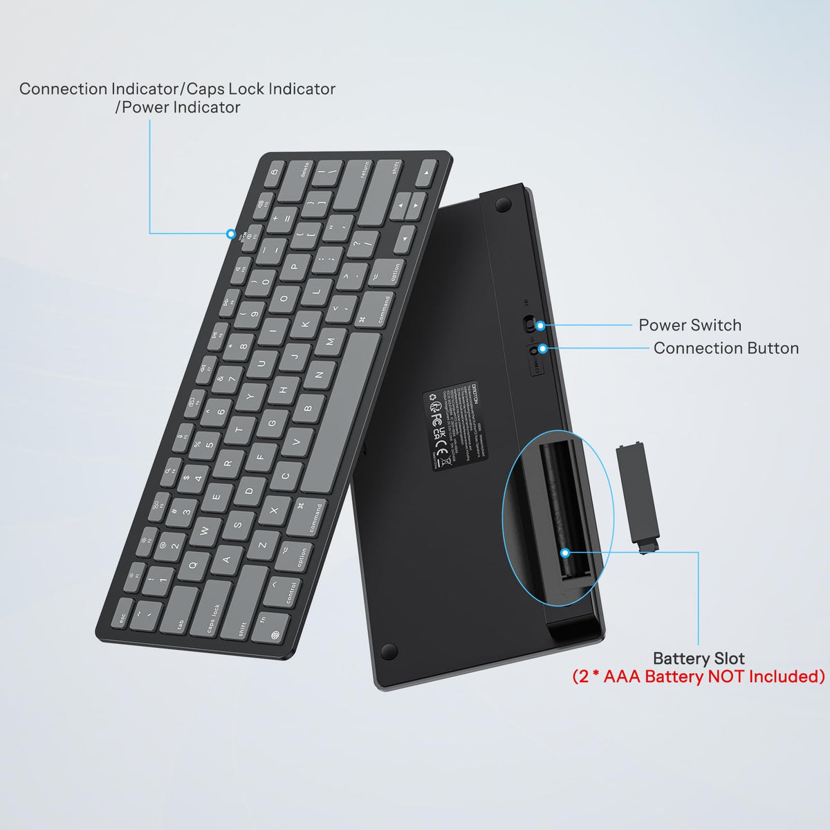 Ultra-Slim Wireless Keyboard for Mac (MacOS 10.10+), Compact Size