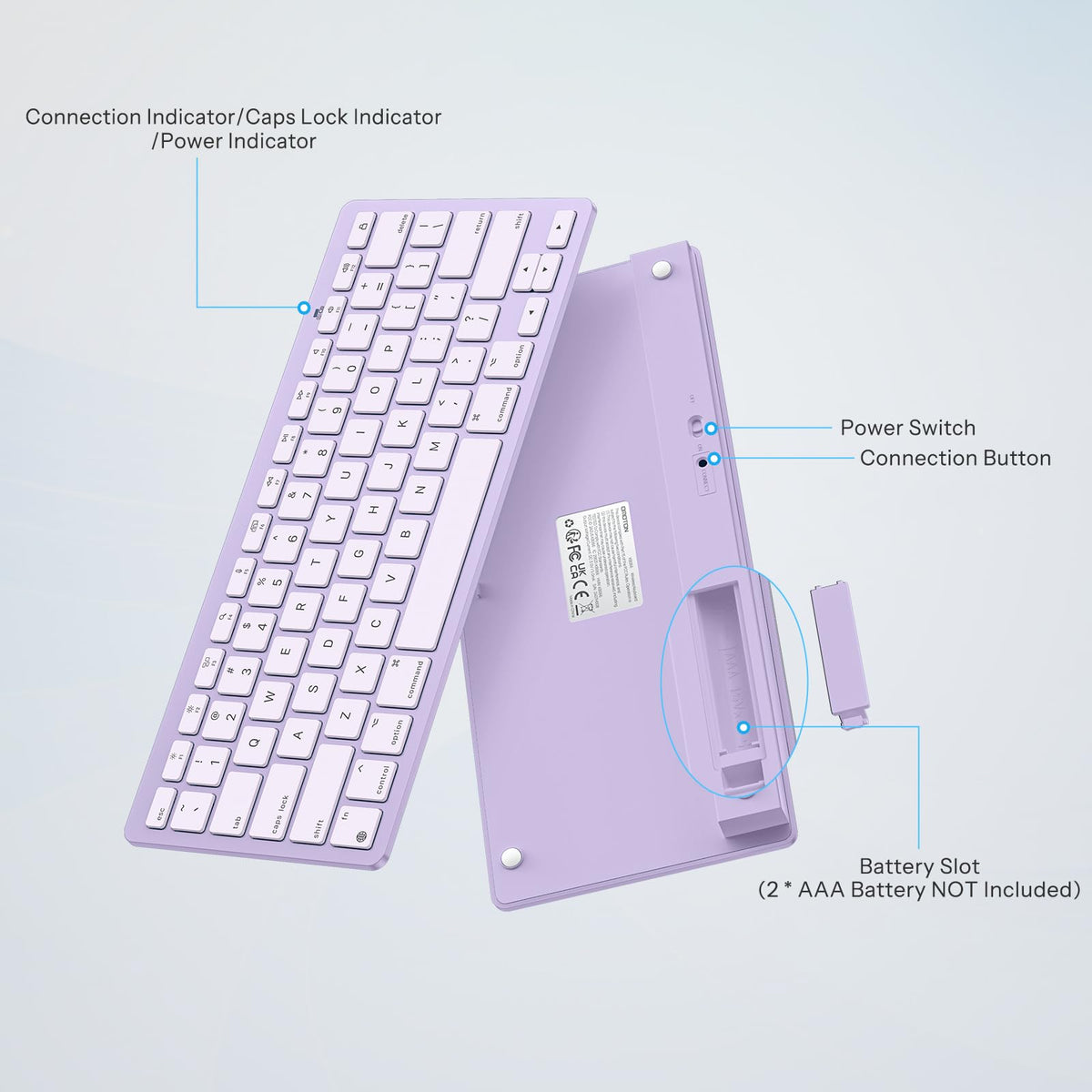 Ultra-Slim Wireless Keyboard for Mac (MacOS 10.10+), Compact Size
