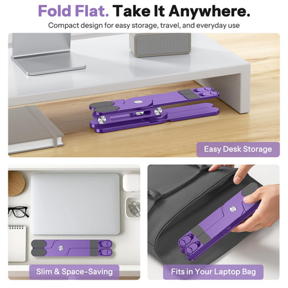 LA10 360° Rotating Laptop Stand Riser Foldable for Desk, Purple
