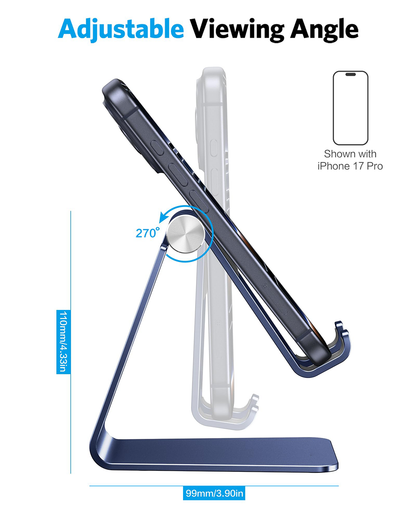 C2 Adjustable Cell Phone Stand with Charging Cutout, Navy Blue