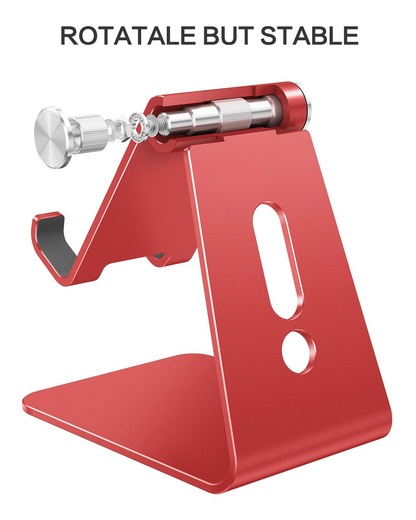 C2 Adjustable Aluminum Cell Phone Stand with Charging Cutout, Red