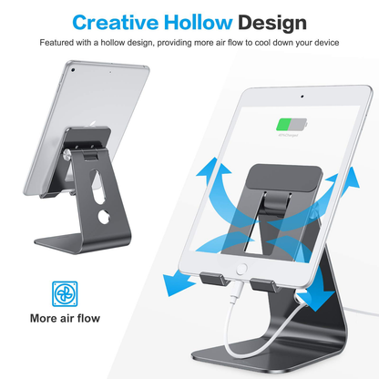 T2 Tablet Stand for Desk, Aluminum Holder for iPad Pro/Air, Black