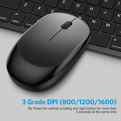Bluetooth Keyboard and Mouse for iPad, Slim & Silent, Black