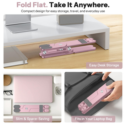 LA10 360° Rotating Laptop Stand Riser Foldable for Desk, Pink
