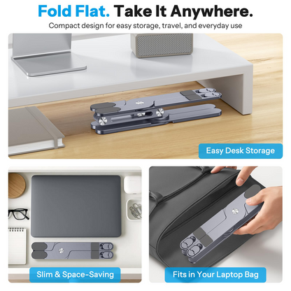 LA10 360° Rotating Laptop Stand Riser Foldable for Desk, Space Grey