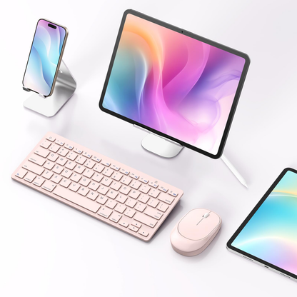 Bluetooth Keyboard and Mouse for iPad, Slim & Silent, Pink