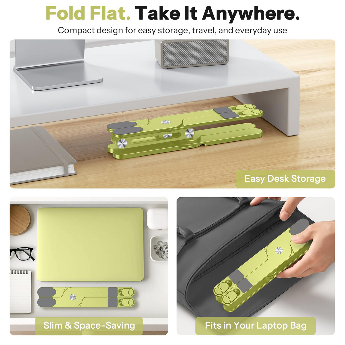 LA10 360° Rotating Laptop Stand Riser Foldable for Desk, Citron