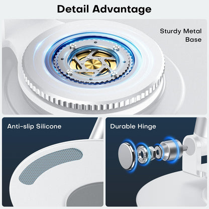 MS05 [Height Adjustable] 360° Magnetic Phone Stand, Silver White