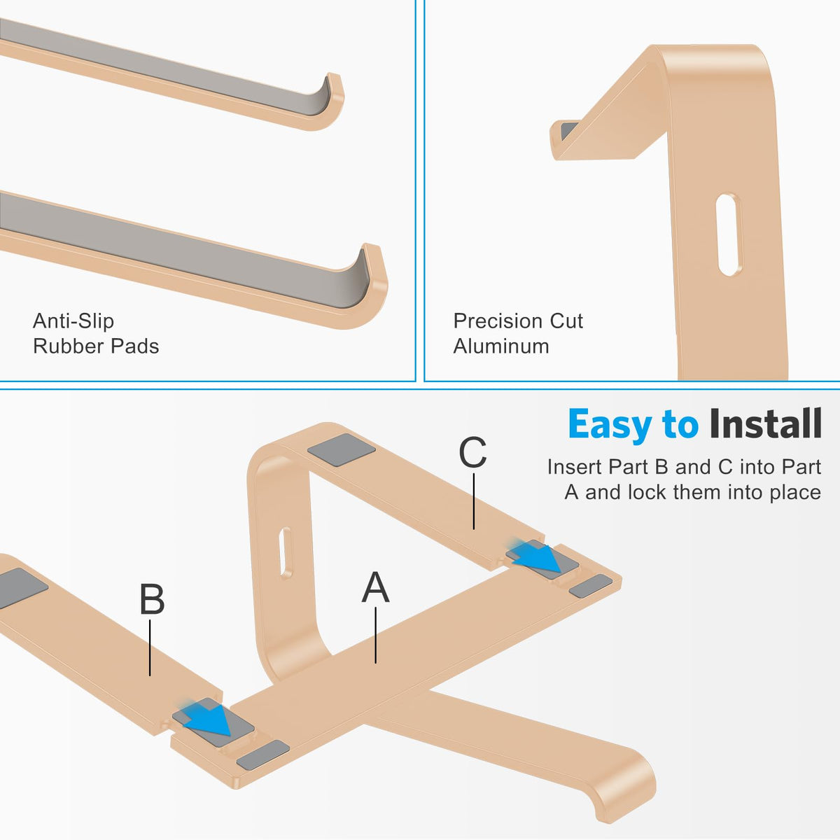 Laptop Stand, Detachable Mount for MacBook Air/Pro Dell HP Gold