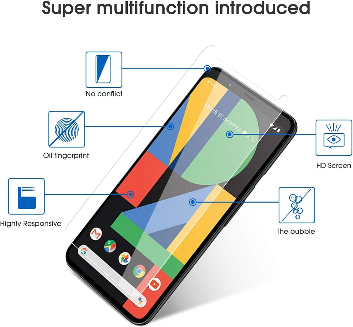 [4 Pack] Screen Protector Compatible with Google Pixel 4XL, Tempered Glass Screen Protector for Google Pixel 4 XL 2019 Released, Scratch Resistant/Case Friendly