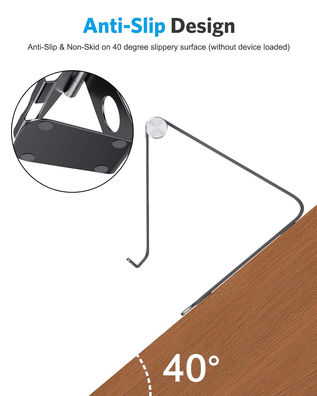 T1 Adjustable Tablet Stand for Desk, Aluminum Holder for iPad Black