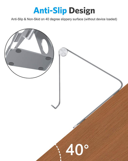 T1 Adjustable Tablet Stand for Desk, Aluminum Holder for iPad Grey