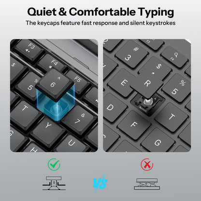 Black Wireless Keyboard and Mouse Combo, Built-in Phone Holder