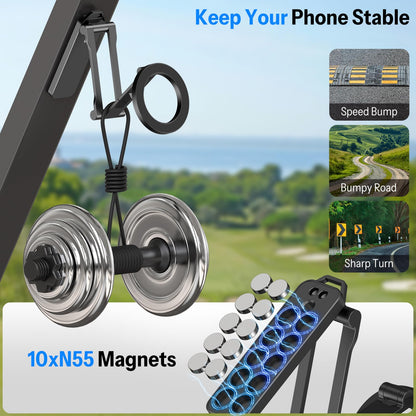 Magnetic Golf Cart Phone Holder, 1/4" Screw, 5.6in Extendable Arm