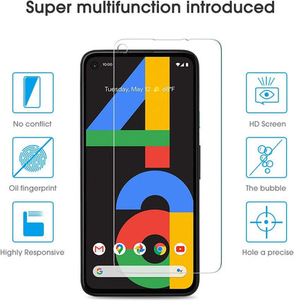 [4 Pack] Screen Protector for Google Pixel 4a (Not Fit for 4a 5G), Scratch Resistant/Easy-Install/Bubble Free/Tempered Glass Screen Protector Compatible with Google Pixel 4a