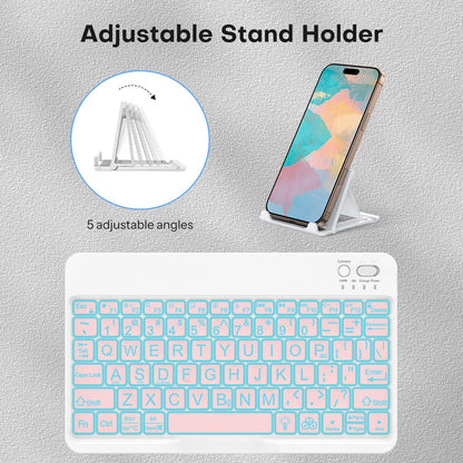 Large Print Bluetooth Keyboard for iPad & Tablets, Backlit, Pink