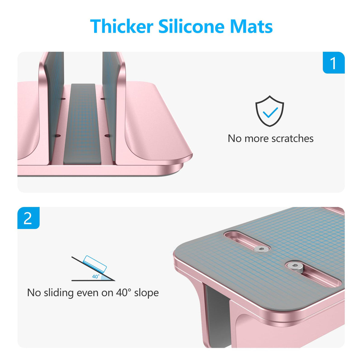 Vertical Laptop Stand Holder, Adjustable Dock for MacBook, Rose Gold