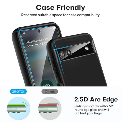 3+2 Pack Screen Protector for Google Pixel 6a (6.1 Inch 2022 Release), 3 Pack Tempered Glass Screen Protector & 2 Pack Camera Lens Protector, Bubble Free/Scratch Resistant