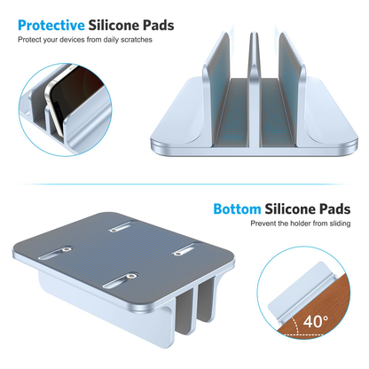 Dual Vertical Desk Laptop Stand Holder, Fits MacBook Air, Sky Blue