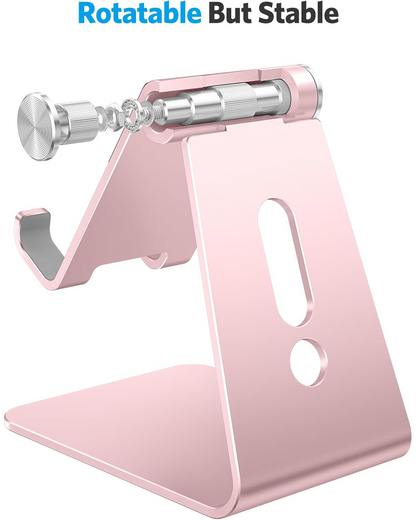 C2 Adjustable Aluminum Cell Phone Stand with Charging Cutout, Rose Gold