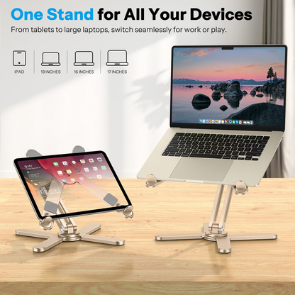 LA10 360° Rotating Laptop Stand Riser Foldable for Desk, Gold