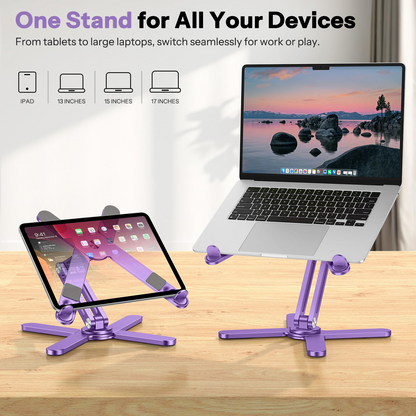 LA10 360° Rotating Laptop Stand Riser Foldable for Desk, Purple