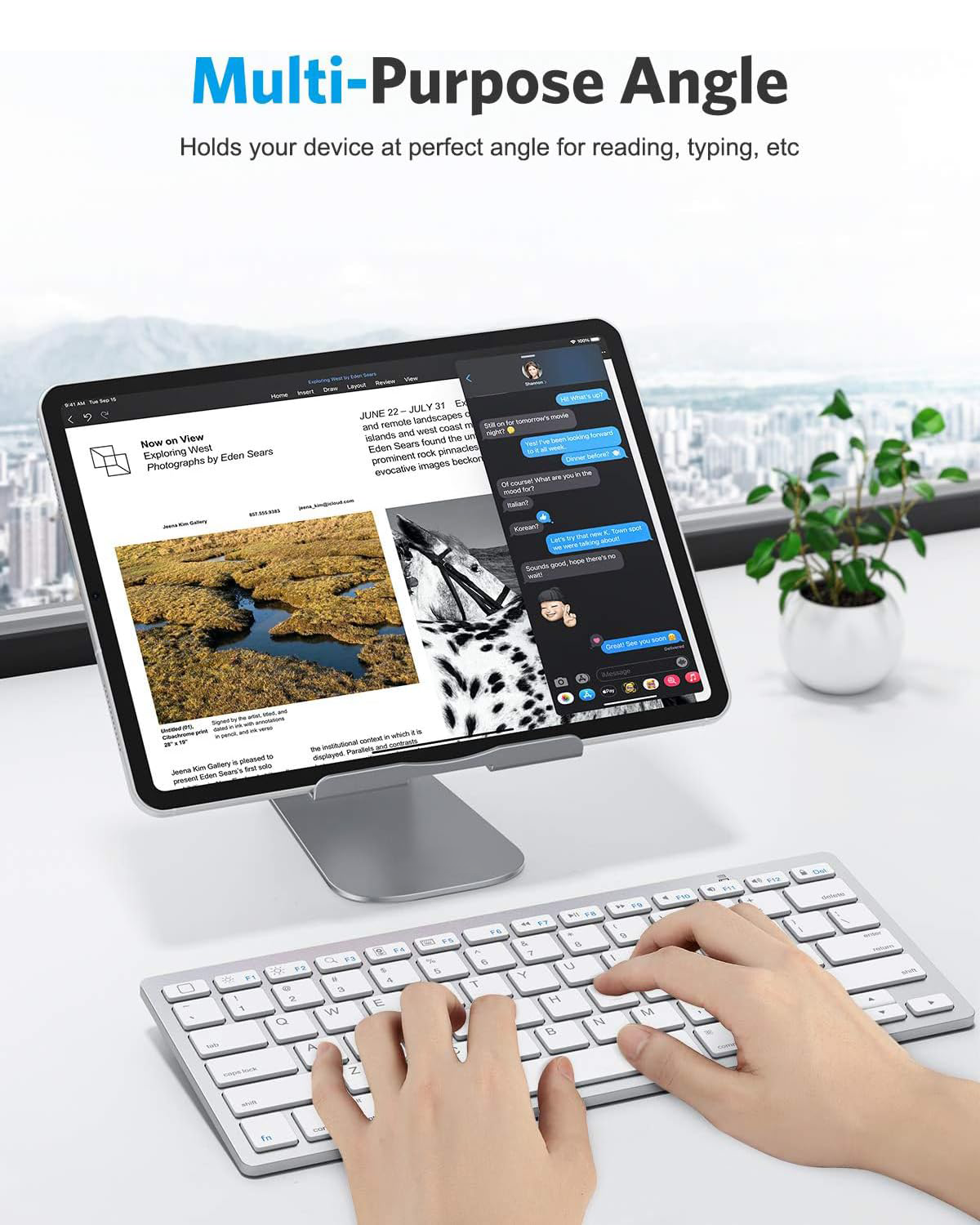 T1 Adjustable Tablet Stand for Desk, Aluminum Holder for iPad Grey