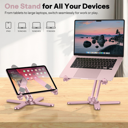 LA10 360° Rotating Laptop Stand Riser Foldable for Desk, Pink