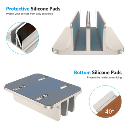 Dual Vertical Desk Laptop Stand Holder, Fits MacBook Air, Starlight