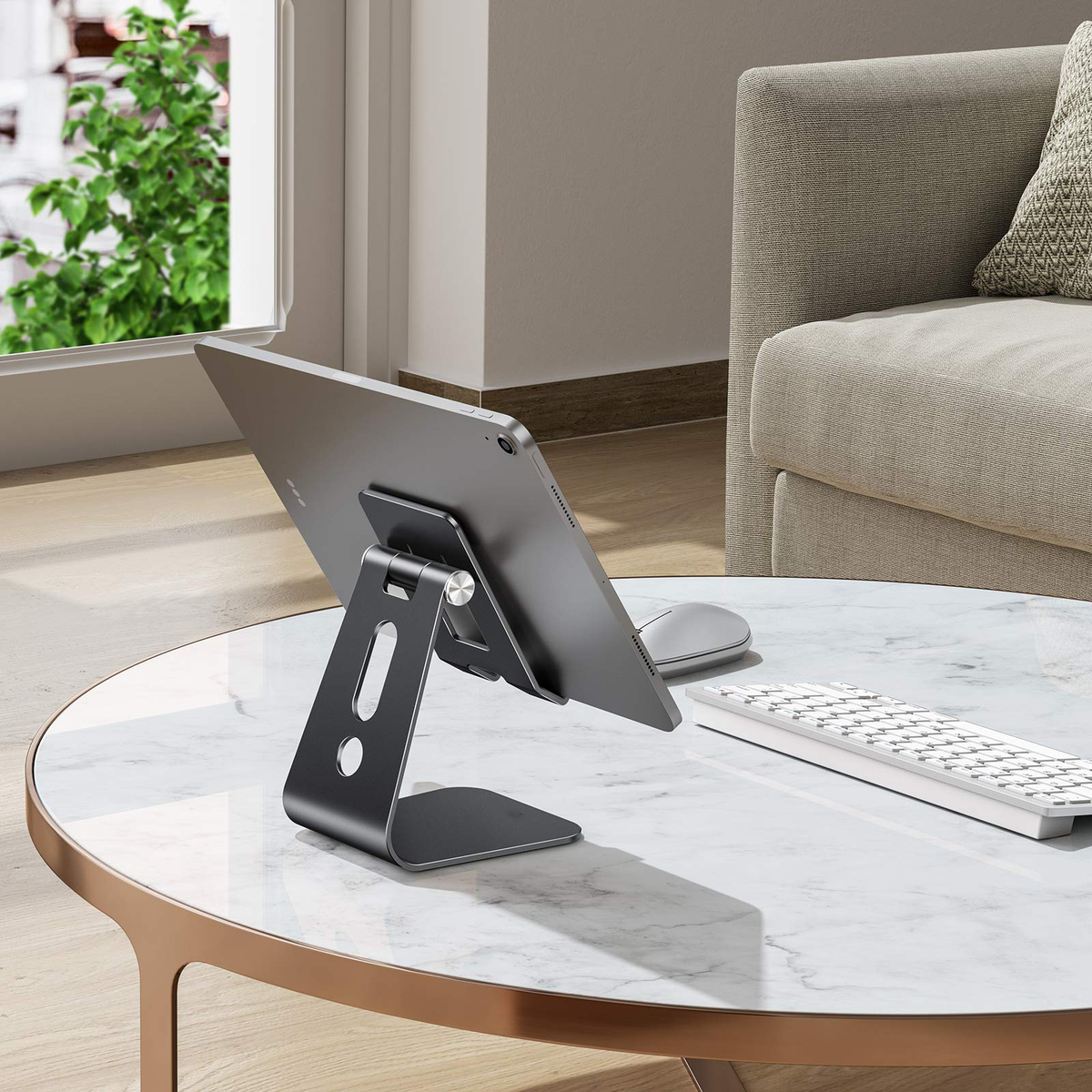 T2 Tablet Stand for Desk, Aluminum Holder for iPad Pro/Air, Black
