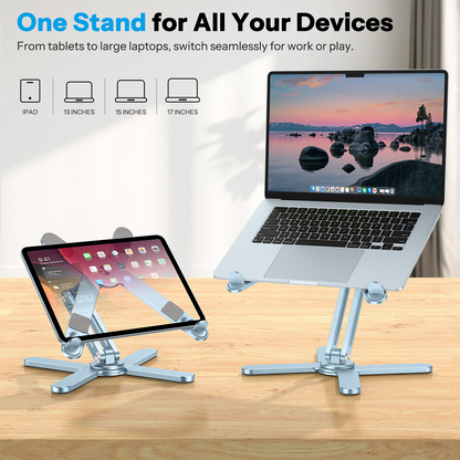 LA10 360° Rotating Laptop Stand Riser Foldable for Desk, Sky Blue