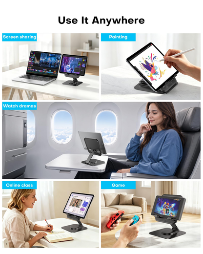 TA04 Ultra-Slim Tablet Stand for iPad, Swivel Phone Holder for Desk