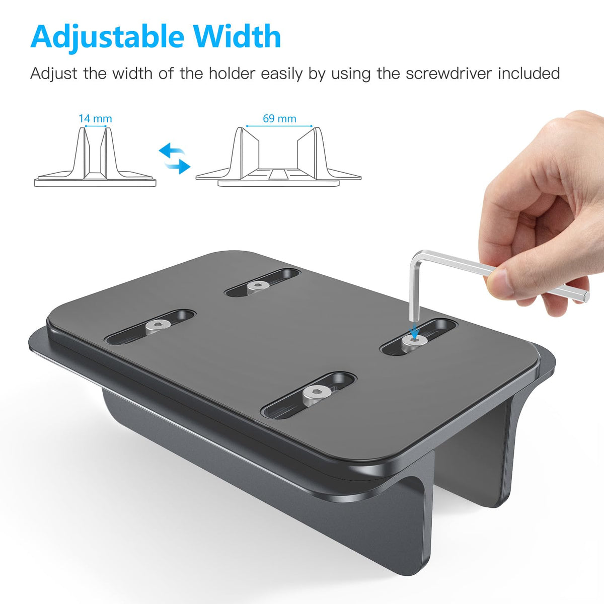 Vertical Laptop Stand Holder, Adjustable Dock for MacBook, Gray