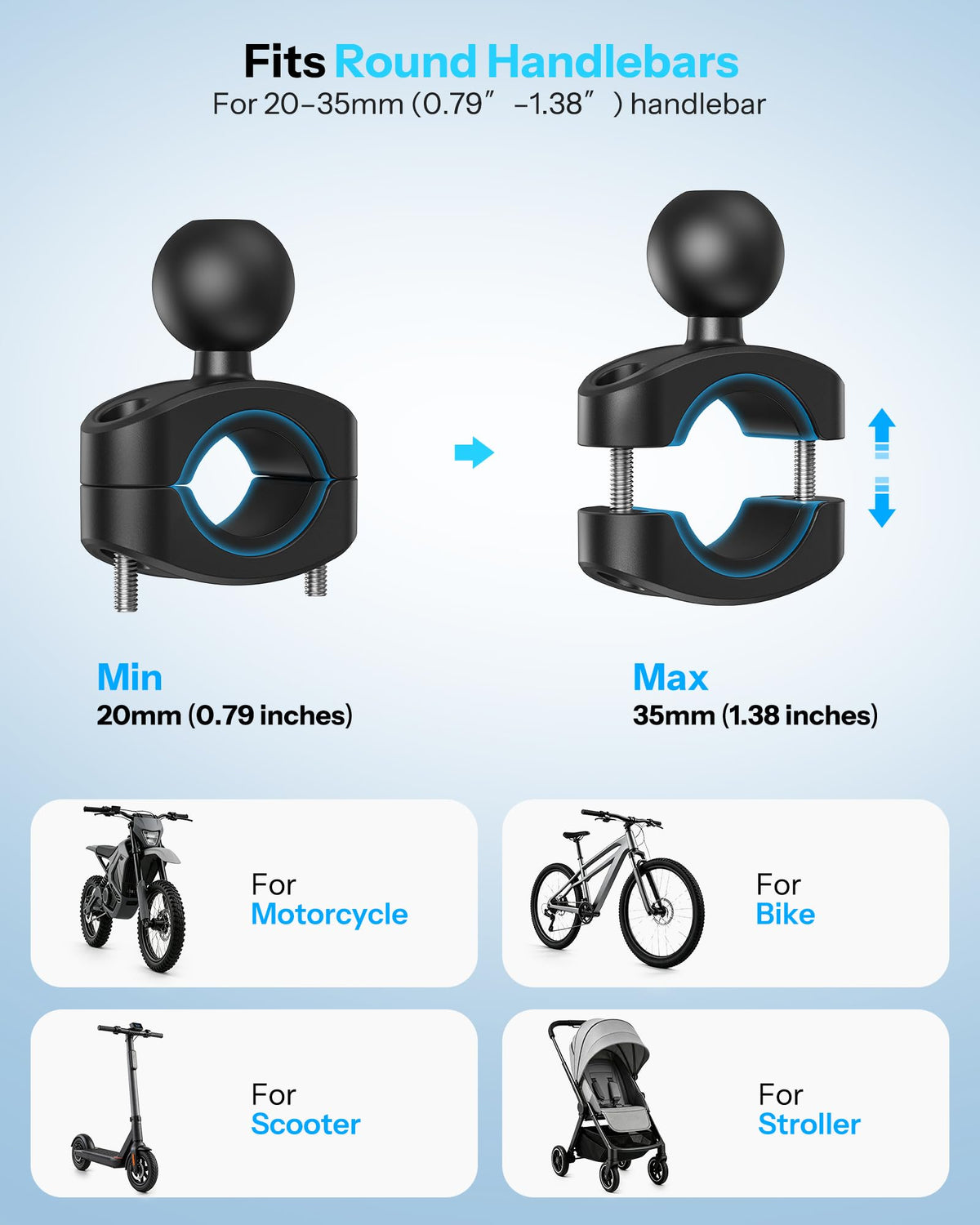 Bike Phone Holder Extended Arm, Anti-Shake Camera-Friendly Mount