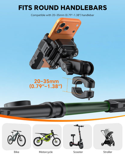 Motorcycle Phone Mount Anti-Theft, Camera-Friendly Bike Phone Holder