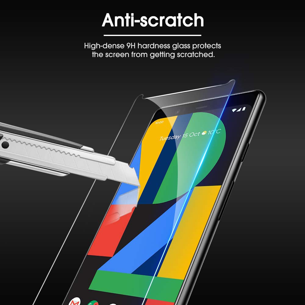 [4 Pack Screen Protector for Google Pixel 4 (5.7 Inch), Tempered Glass/Scratch Resistant/Only Cover Display Area