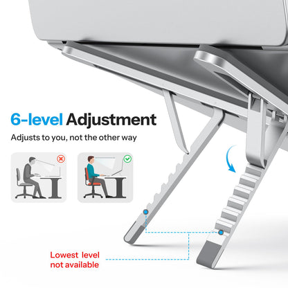 Foldable & Portable Laptop Stand for Desk, 6-Level Adjustable Riser