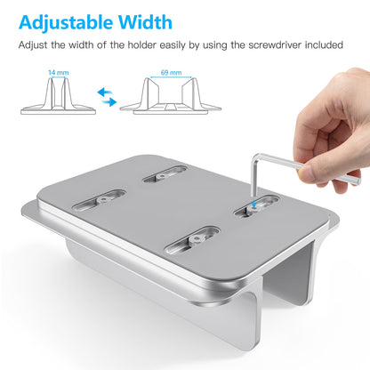 Vertical Laptop Stand Holder, Adjustable Dock for MacBook, Silver