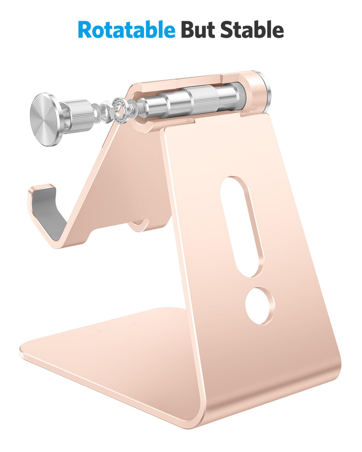 C2 Adjustable Aluminum Cell Phone Stand with Charging Cutout, Gold