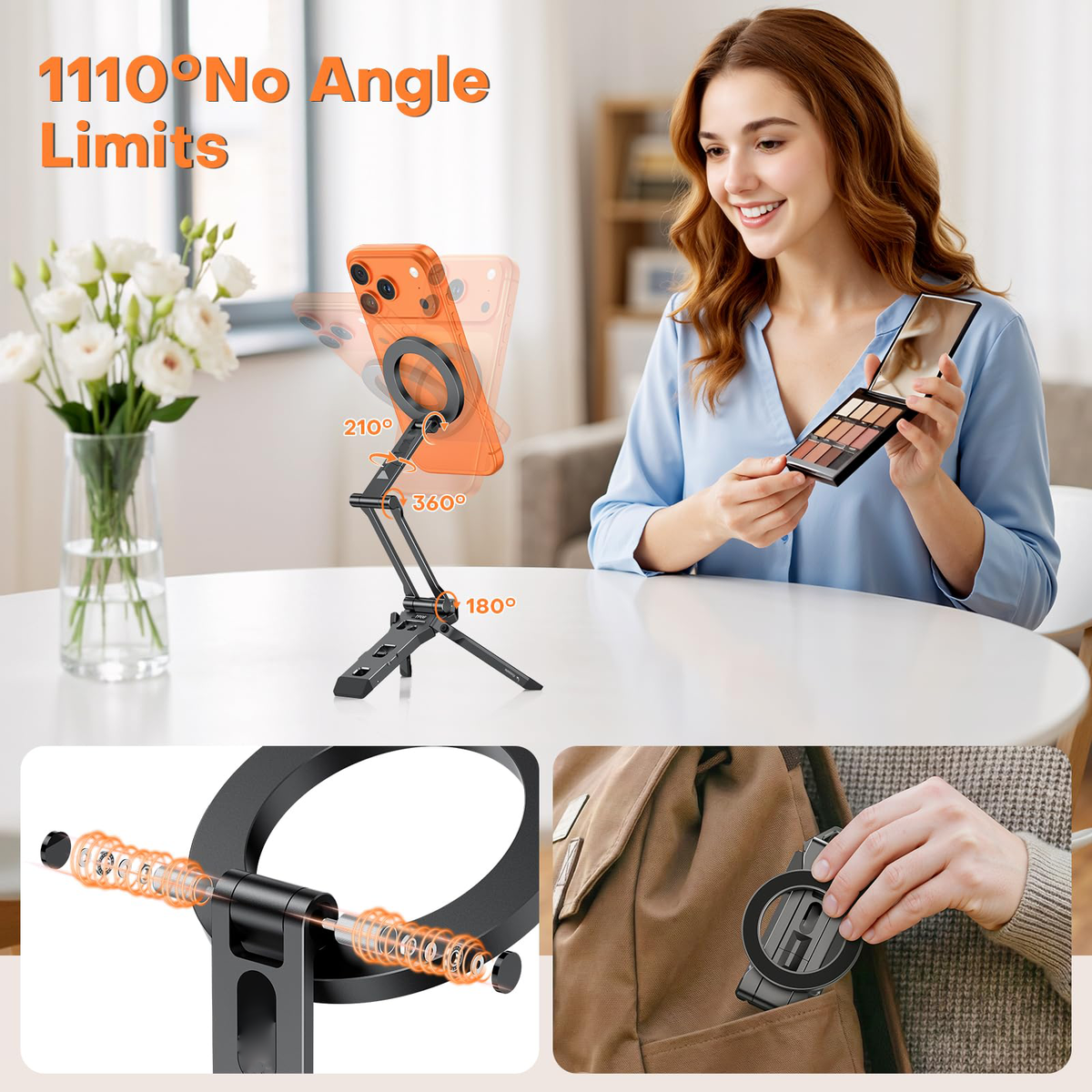 TP06 Pro [Equipped Lanyard] 360° Rotating for MagSafe Tripod, Black Pro