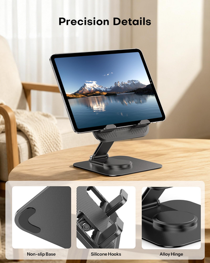 TA04 Ultra-Slim Tablet Stand for iPad, Swivel Phone Holder for Desk