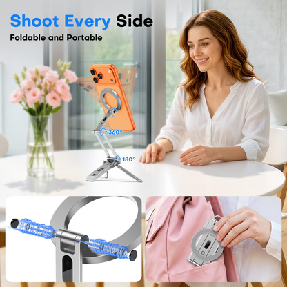 TP06-E [3-Adjust] Sturdy Magnetic Phone Tripod for iPhone 17, Sliver