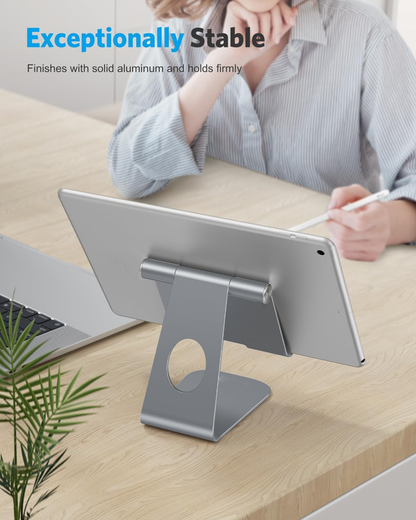 T1 Adjustable Tablet Stand for Desk, Aluminum Holder for iPad Grey