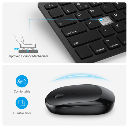 Bluetooth Keyboard and Mouse for iPad, Slim & Silent, Black