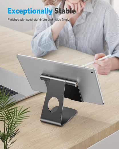 T1 Adjustable Tablet Stand for Desk, Aluminum Holder for iPad Black