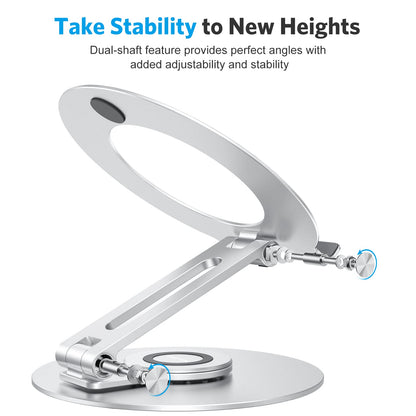 Adjustable Laptop Stand for Desk 360° Rotating Base up to 17" Silver