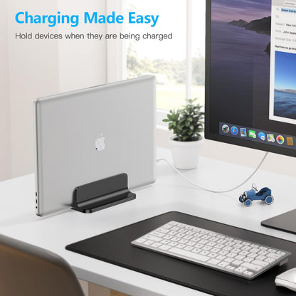 Vertical Laptop Stand, Adjustable Dock for MacBook, Black & Black