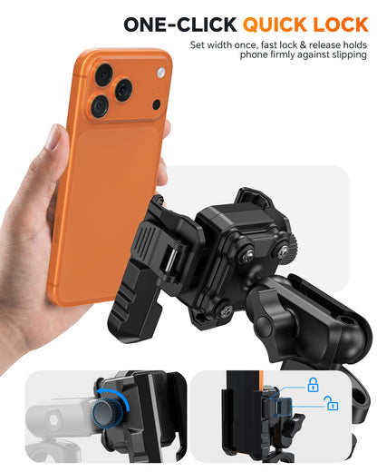 Motorcycle Phone Mount Anti-Theft, Camera-Friendly Bike Phone Holder