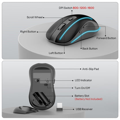 Black Wireless Keyboard and Mouse Combo, Built-in Phone Holder