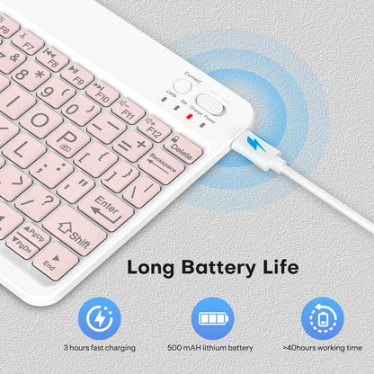 Large Print Bluetooth Keyboard for iPad & Tablets, Backlit, Pink